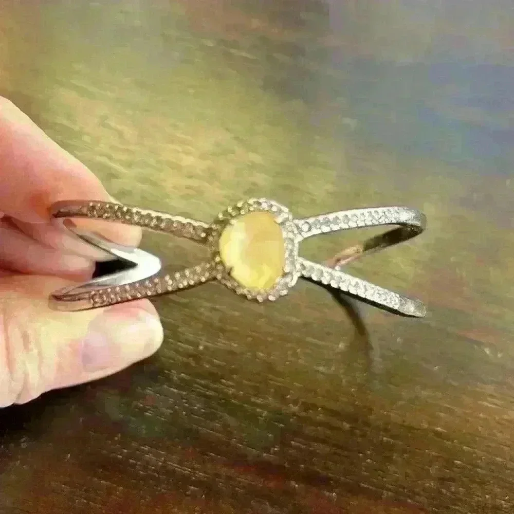 Chloe + Isabel Bianca Rhodium Plated open cuff bracelet